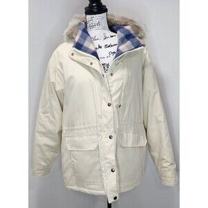 Vtg Woolrich Parka Wool Blanket Lined Hood W Coyote Fur Made In USA Sz XL